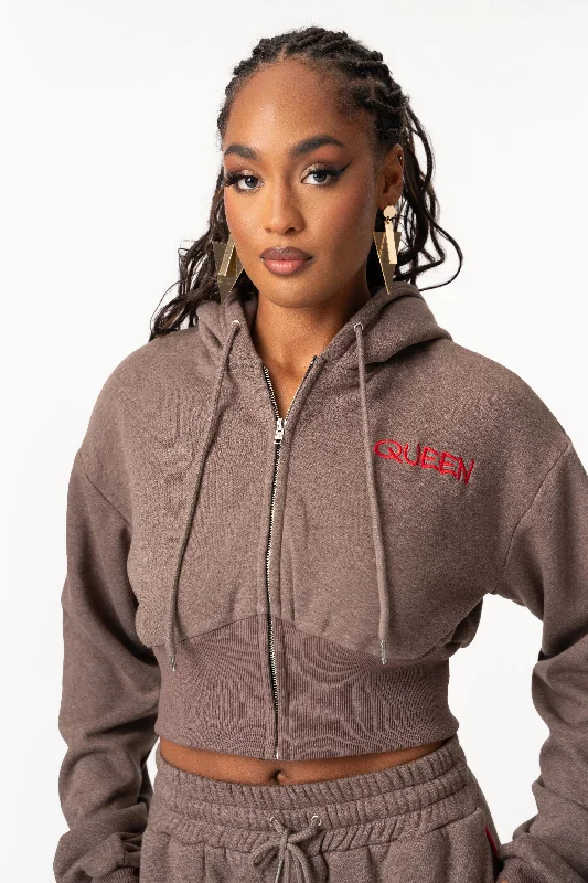 ASH BROWN QUEEN Plush fleece Crop Hoodie Hoodie with Oversized Fit Loose Comfortable ASH BROWN QUEEN Plush fleece Crop Hoodie Hoodie with Oversized Fit Loose Comfortable