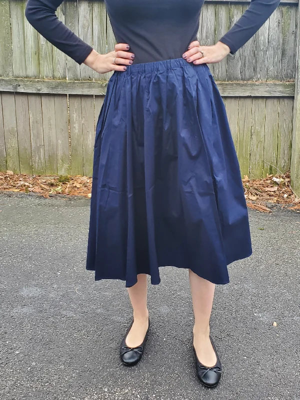 Navy Cotton 29" Skirt belted skirt waist
