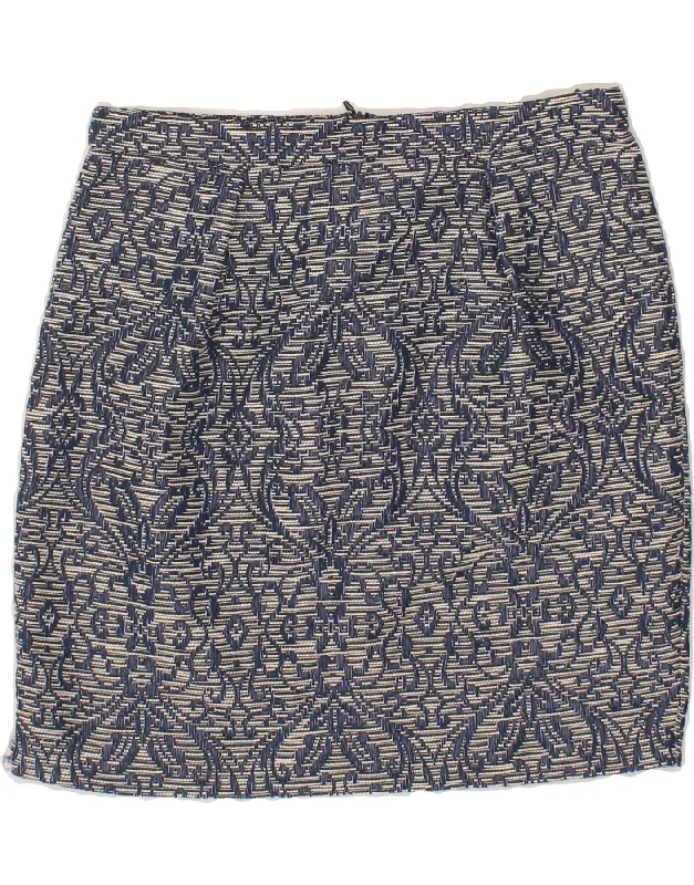 BENETTON Womens Mini Skirt UK 12 Medium W30 Blue Paisley Polyester mini skirt trendy