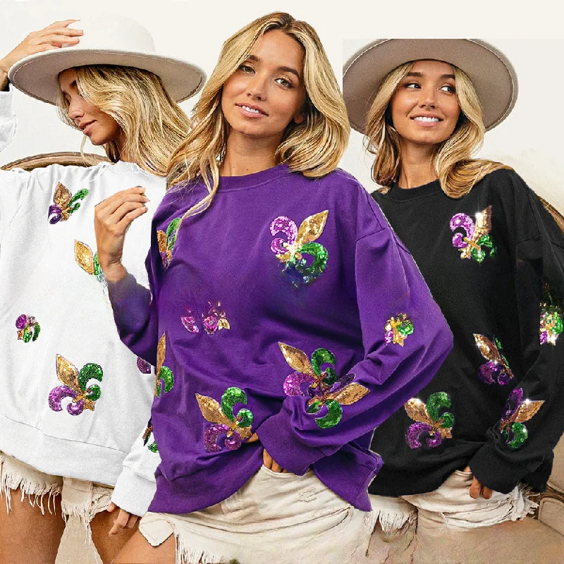 Wholesale Madi Gras Women's Cotton Hoodie Hoodie with Turtle Neck Cozy Winter
