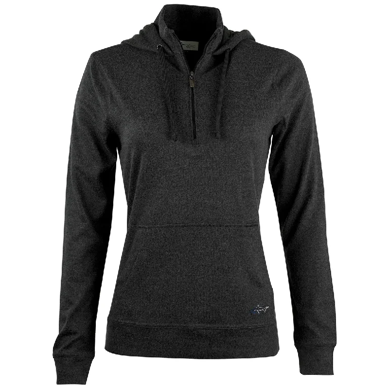 Greg Norman Women's Black/Heather Lab 1/4 Zip Hoodie Hoodie with Thumb Holes Functional Cozy