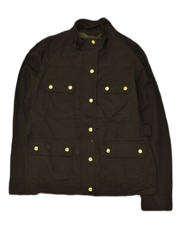 J. CREW Womens Utility Jacket UK 14 Medium Black Cotton Toggled Jacket Drawstring Jacket Belted Jacket