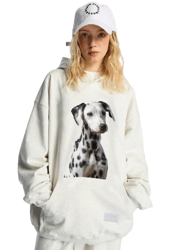 Spotted Dog Print Hoodie Hoodie Dress Longline Feminine