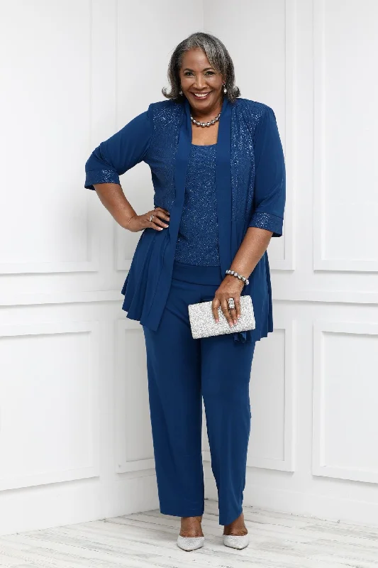 R&M Richards Women's Plus size Two-Piece Pant Suit Chic Wool Trousers