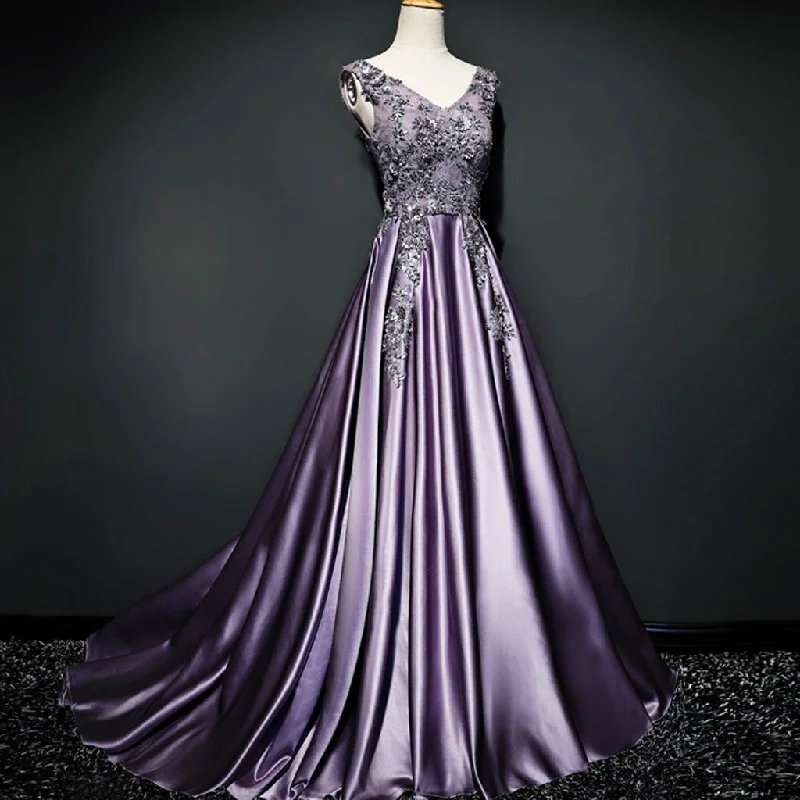 Satin Prom Dress, Sexy Backless Prom Dress, Applique Prom Dress, LB0781 Tunics stripes playful