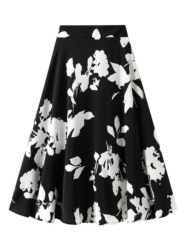 High Waist Slim Branch Print Skirt asymmetrical skirt cut