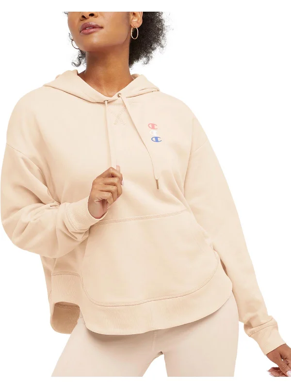 Womens Logo Cotton Hoodie Hoodie with Raw Hem Edgy Unfinished