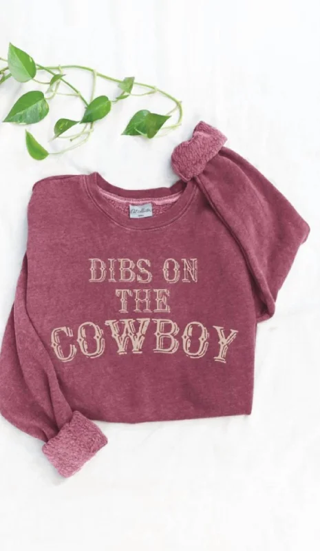 Dibs On The Cowboy Sweatshirt - Unisex In Heather Red Hoodie with Print Artistic Unique