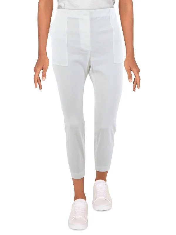 Treeca Womens Linen Blend Cropped Straight Leg Pants Stylish Casual Pants