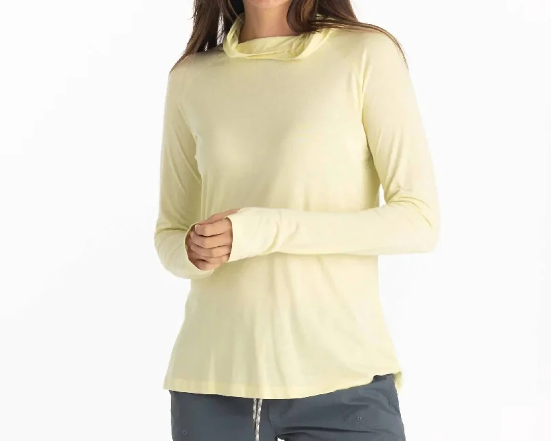 Women's Bamboo Lightweight Hoodie Ii Top In Washed Citrus Hoodie with Raw Hem Edgy Unfinished