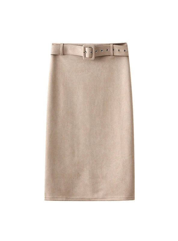 Buttock-wrapped Woolen Skirt With Split Back velvet skirt plush