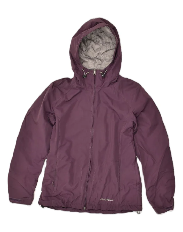 EDDIE BAUER Womens Hooded Windbreaker Jacket UK 6 XS Purple Polyester Snapped Jacket Toggled Jacket Drawstring Jacket