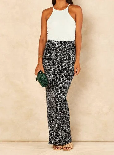 Signage Printed - Pencil Maxi Skirt low waist skirt