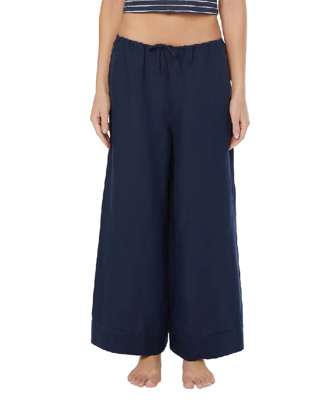 Onia Air Linen-Blend Wide Leg Drawstring Pant Cozy Fitted Pants