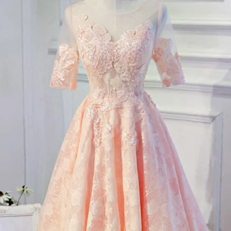 Open-Back Homecoming Dress, Tulle Knee-Length A-Line Homecoming Dress, LB0406 Boat Neckline Classic