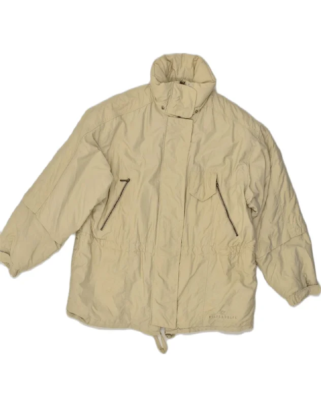 BELFE & BELFE Womens Windbreaker Jacket IT 46 Large Beige Faux Fur Jacket Real Fur Jacket Shearling Jacket