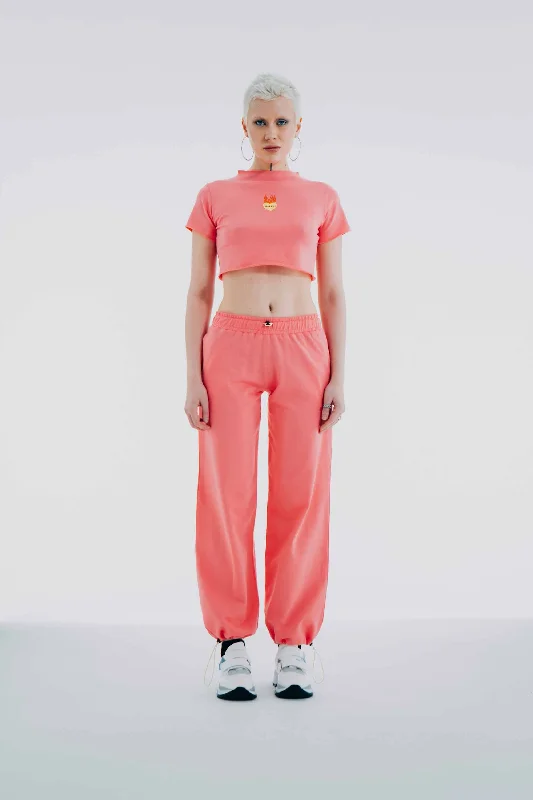 Low Rise Slim Pants Pink High-Waist Trousers