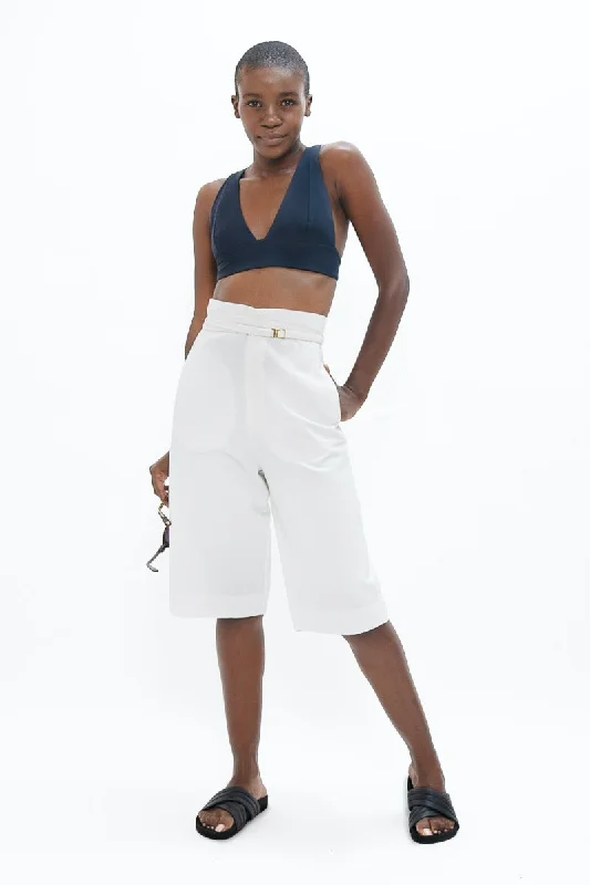 Florence  - Knee Pants - White Dove Casual Drawstring Pants