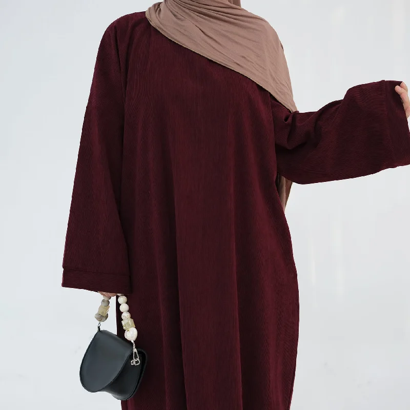 Annan Corduroy Abaya Dress - Wine Tunics New arrival