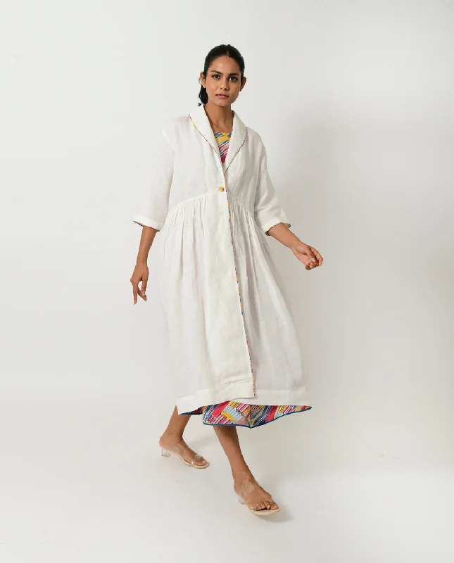 OFF WHITE LINEN JACKET Notch Collar Peter Pan Collar Cowl Neck