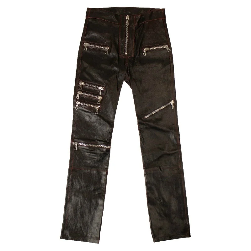 Unravel Project Leather Multi Zip Skinny Pants - Black Comfy Cargo Trousers