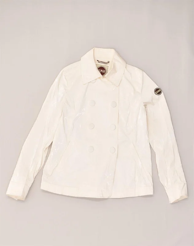 COLMAR Womens Waterproof Jacket IT 42 Medium White Faux Fur Fabric Real Fur Fabric Shearling Fabric