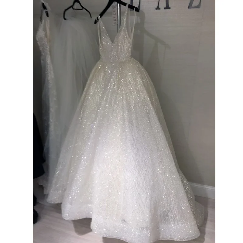 Sparkle A-Line Backless Prom Dresses, V-Neck Sleeveless Sequin Prom Dresses, KX231 Tunics Wedding white