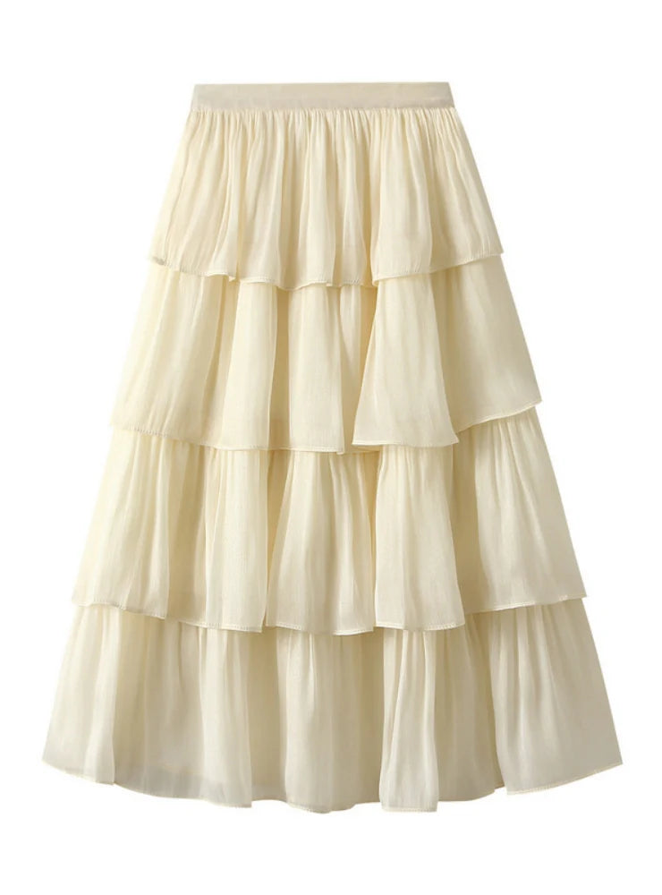 Women Mid-Length Cake Skirt relaxed fit skirt