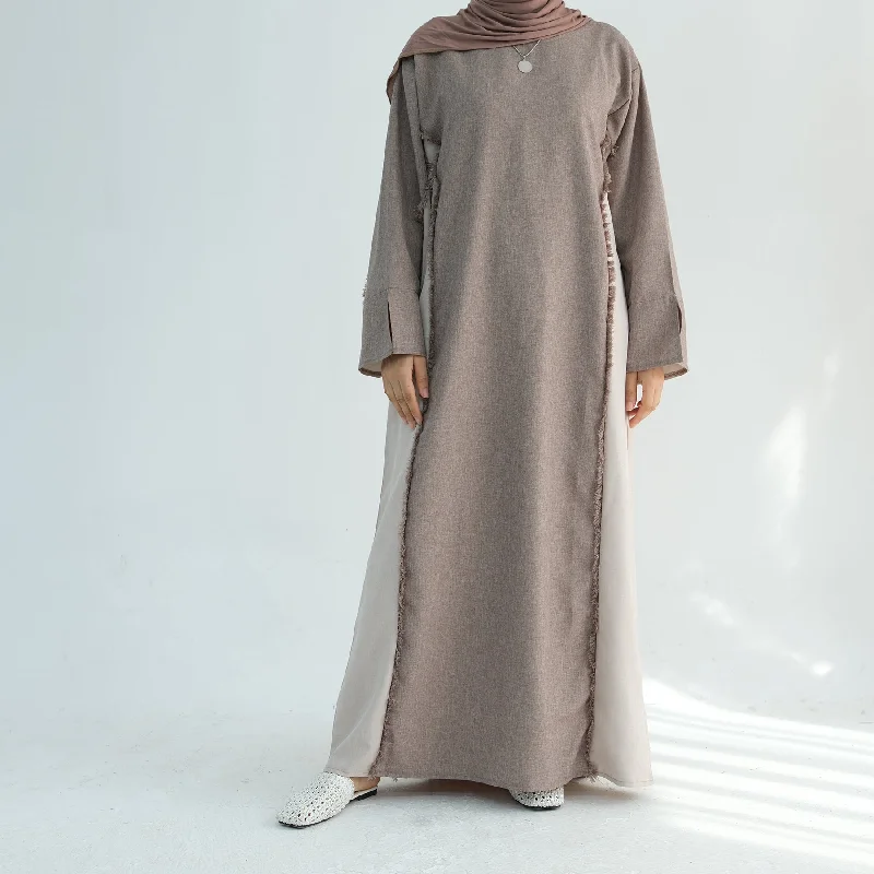 Blair Fringe Abaya Dress - Taupe Tunics Sophisticated sleek