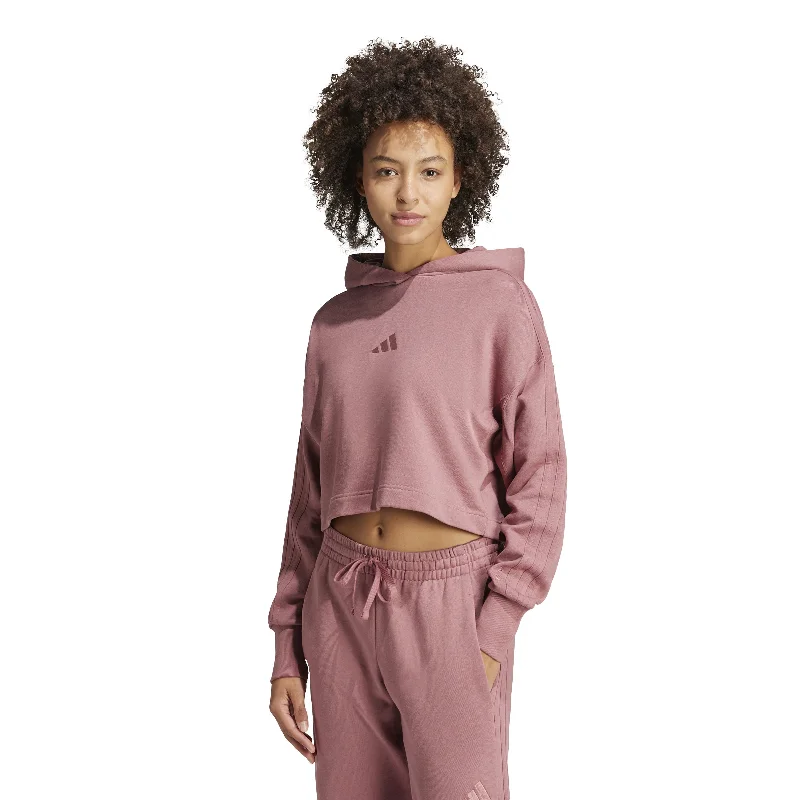 Women's Adidas All SZN French Terry 3-Stripes Hoodie Hoodie with Metallic Shiny Futuristic