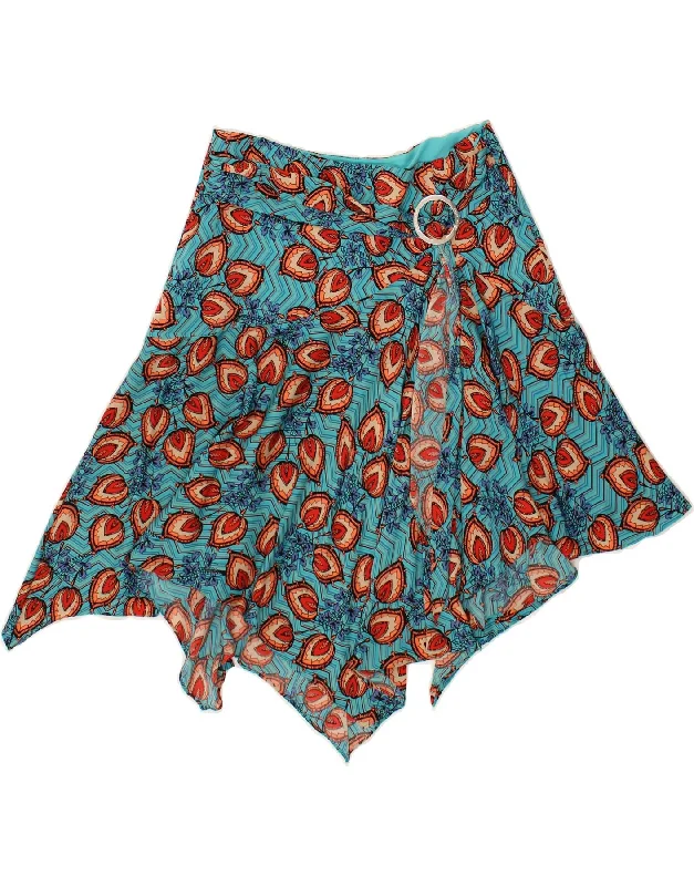 KAREN MILLEN Womens Asymmetrical Skirt UK 12 Medium W30 Turquoise Chevron denim skirt classic KAREN MILLEN Womens Asymmetrical Skirt UK 12 Medium W30 Turquoise Chevron denim skirt classic