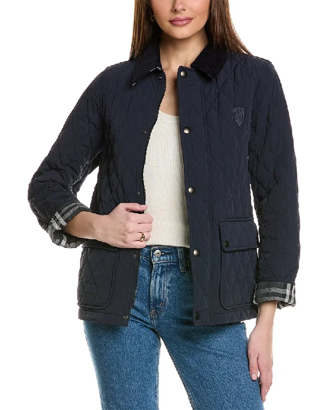 Burberry Logo Quilted Jacket Oversized Jacket Tailored Jacket Straight Jacket