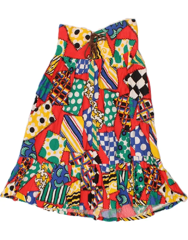 VINTAGE Womens A-Line Skirt W28 Medium  Multicoloured Patchwork denim skirt fashionable