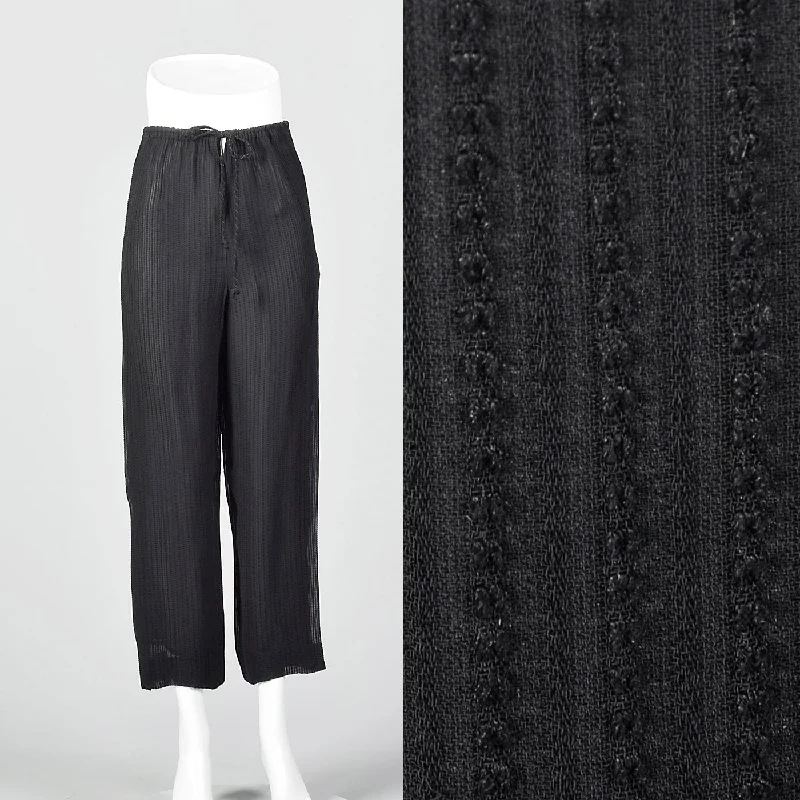 1990s Giorgio Armani Silk Lined Drawstring Pants Lightweight Linen Pants