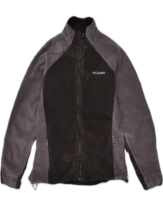 COLUMBIA Womens Fleece Jacket UK 10 Small Black Colourblock Polyester Tailored Jacket Straight Jacket A-Line Jacket