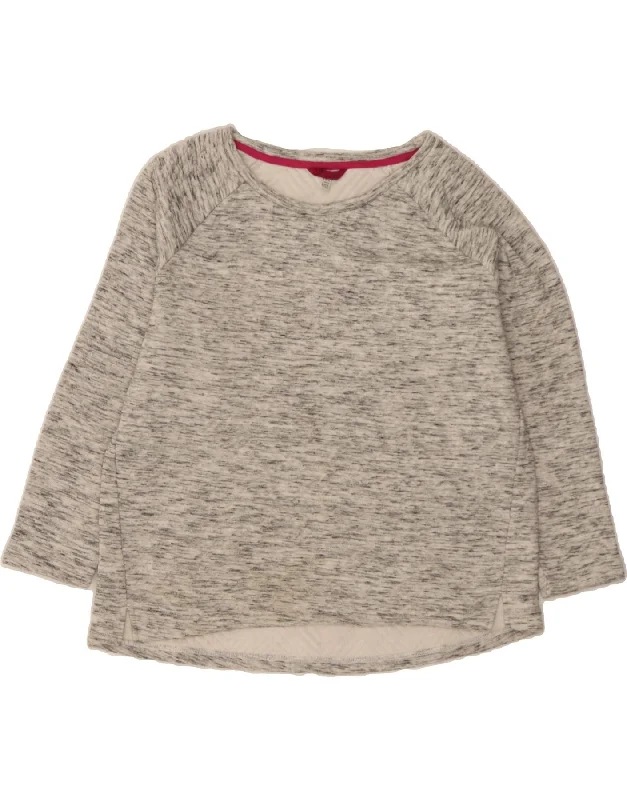 JOULES Womens Sweatshirt Jumper UK 16 Large Grey Flecked Cotton Hoodie with Belted Waist Structured Tailored