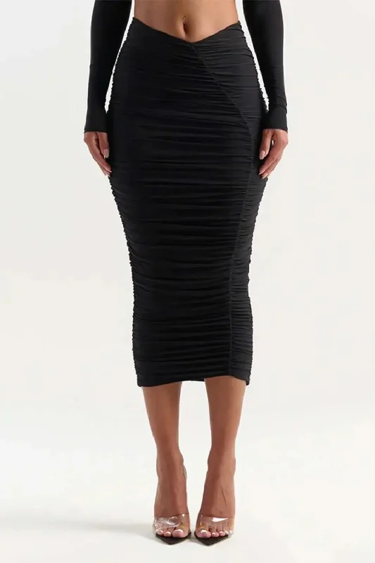 Extra Chic Midi Skirt linen skirt natural