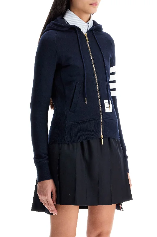 Thom Browne 4-Bar Full Zip Hoodie Hoodie with Turtle Neck Cozy Winter