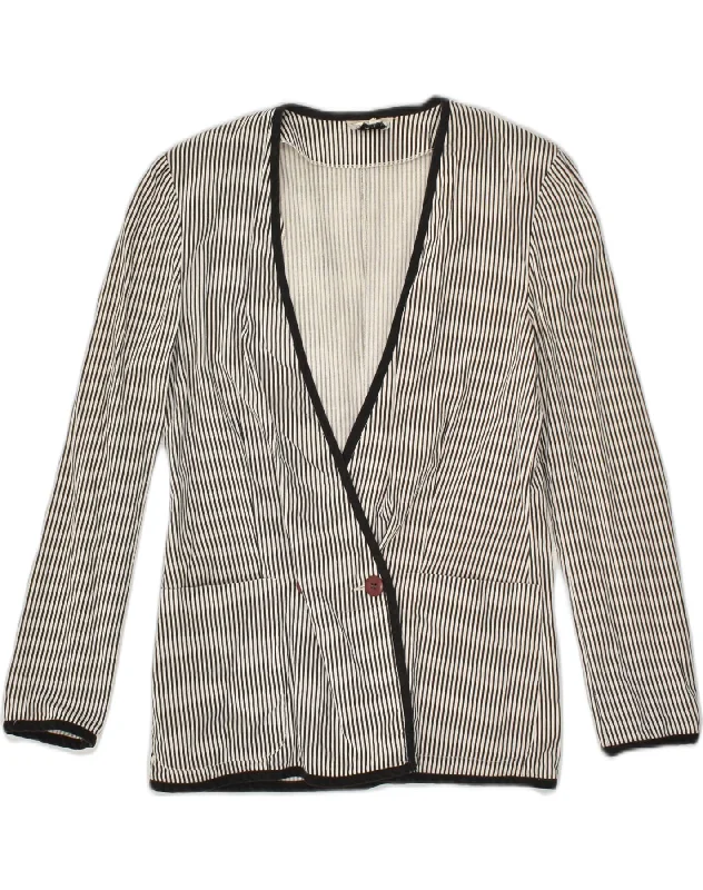 VINTAGE Womens Double Breasted Blazer Jacket UK 14 Large Black Striped V-Neck Jacket Boat Neck Jacket Square Neck Jacket VINTAGE Womens Double Breasted Blazer Jacket UK 14 Large Black Striped V-Neck Jacket Boat Neck Jacket Square Neck Jacket