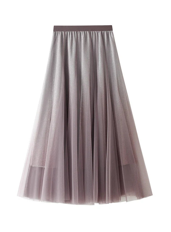 Gradient Bright Silk Yarn Skirt pleated skirt texture