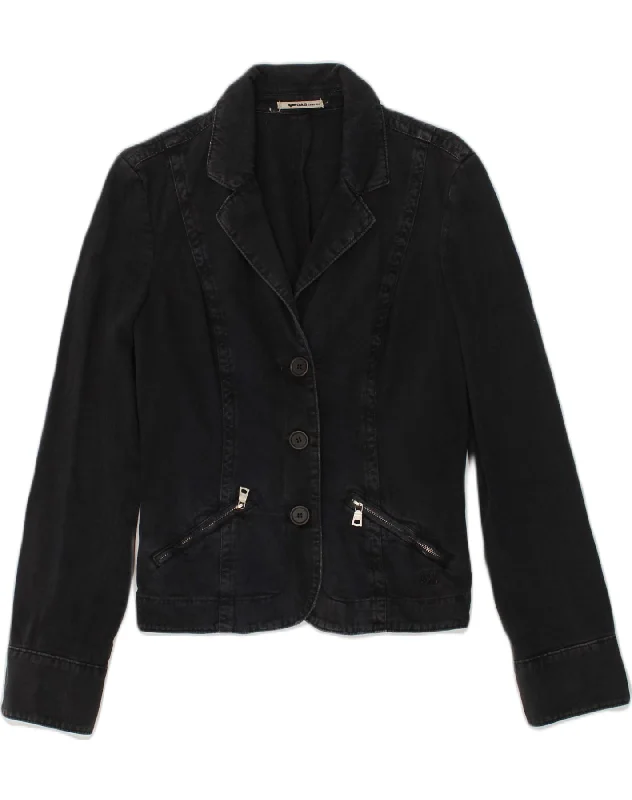 GAS Womens 3 Button Denim Blazer Jacket UK 14 Large Black Cotton Fleece Jacket Down Jacket Parka GAS Womens 3 Button Denim Blazer Jacket UK 14 Large Black Cotton Fleece Jacket Down Jacket Parka