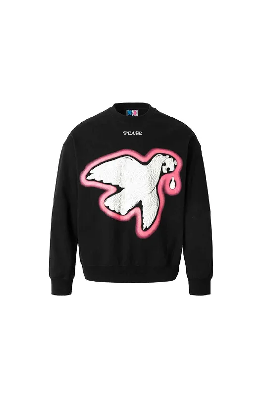 Peace Dove Printed Sweatshirt For Couple Hoodie with Hood Adjustable Protection
