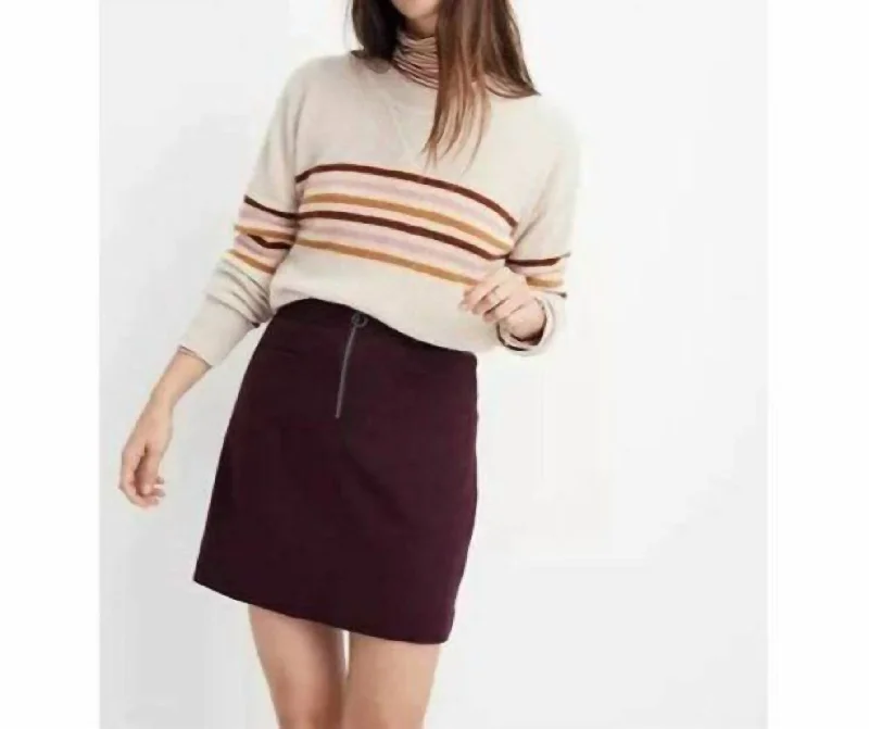 Fireside Wool Blend Retro Style Mini Skirt In Burgundy tiered skirt playful