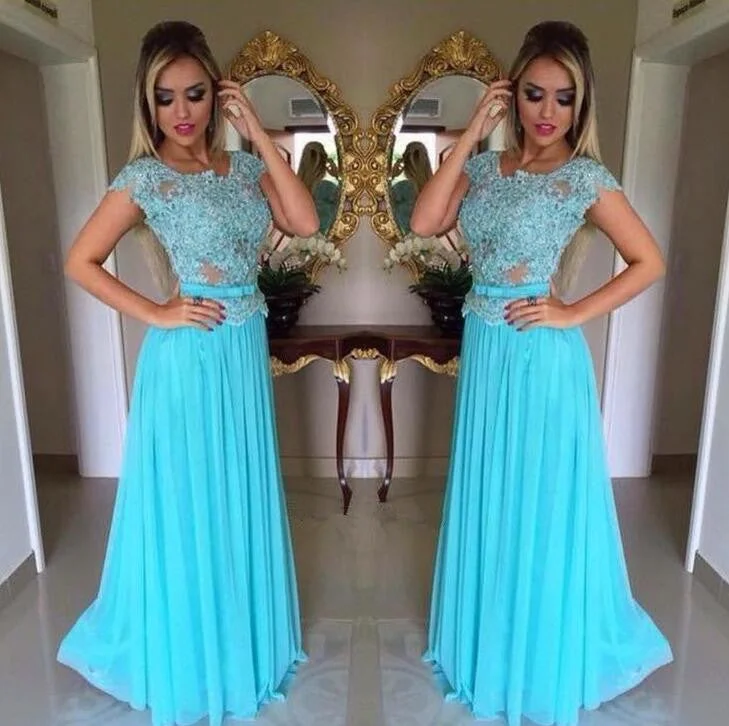 Turquoise Cap Sleeve  Evening Prom Dresses, Sexy See Through Party Prom Dress, Custom Long Prom Dress, Cheap Party Prom Dress, Formal Prom Dress, 17029 Tunics Cozy comfortable
