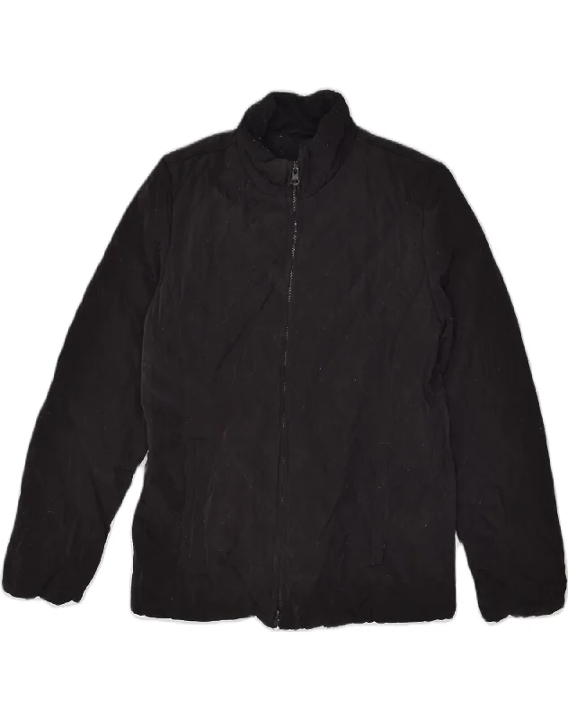 IZOD Womens Quilted Jacket UK 10 Small Black Polyester Wool Jacket Cashmere Jacket Tweed Jacket