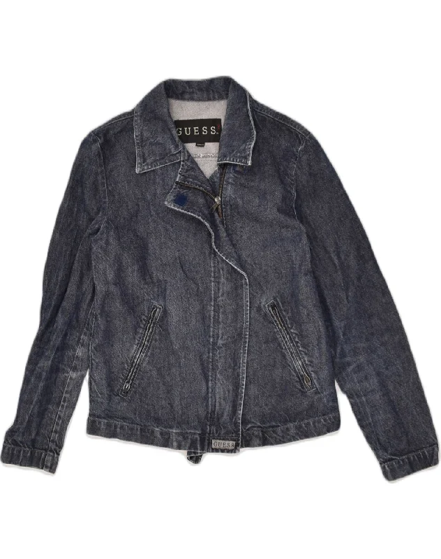 GUESS Womens Denim Jacket UK 10 Small Navy Blue Striped Jacket Polka Dot Jacket Floral Jacket