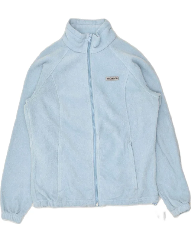 COLUMBIA Womens Fleece Jacket UK 16 Large Blue Polyester Tiered Jacket Buttoned Jacket Zippered Jacket