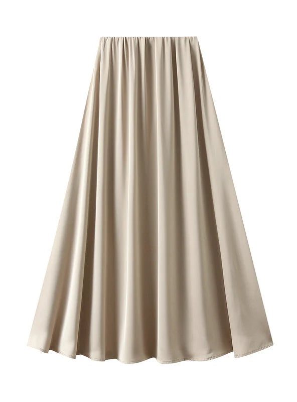 Satin Medium to Long A-line Skirt modal blend skirt