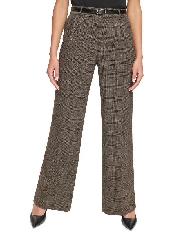 Womens High Rise Pleated Suit Pants High-Waist Trousers
