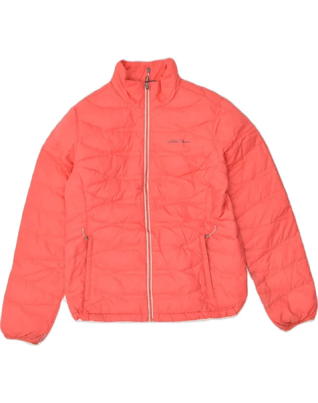 EDDIE BAUER Womens Padded Jacket UK 16 Large Red Polyester Print Jacket Jacquard Jacket Patchwork Jacket